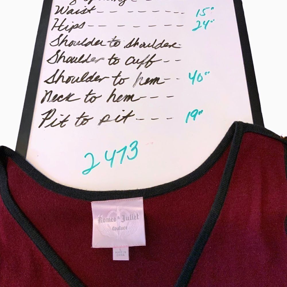 Romeo & Juliette Couture Maroon Red Sleeveless Sweater Dress Fit & Flare Size L - Picture 11 of 11